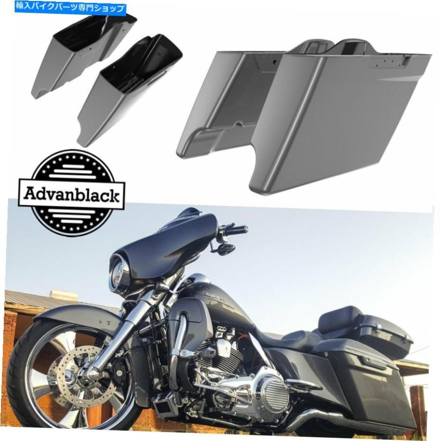 サイドバック 14+ハーレーツーリングのためのアドバンブラックチャコールパール拡張サドルバッグ底 Advanblack Charcoal Pearl Extended Saddlebag Bo