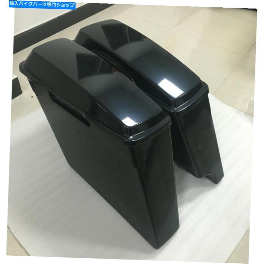 サイドバック 1つの拡張された伸張されたサドルバッグw / lidsがHarley Davidson 93-13のためのフィット 4\" 2 into 1 Extended Stretched Saddlebagsの画像