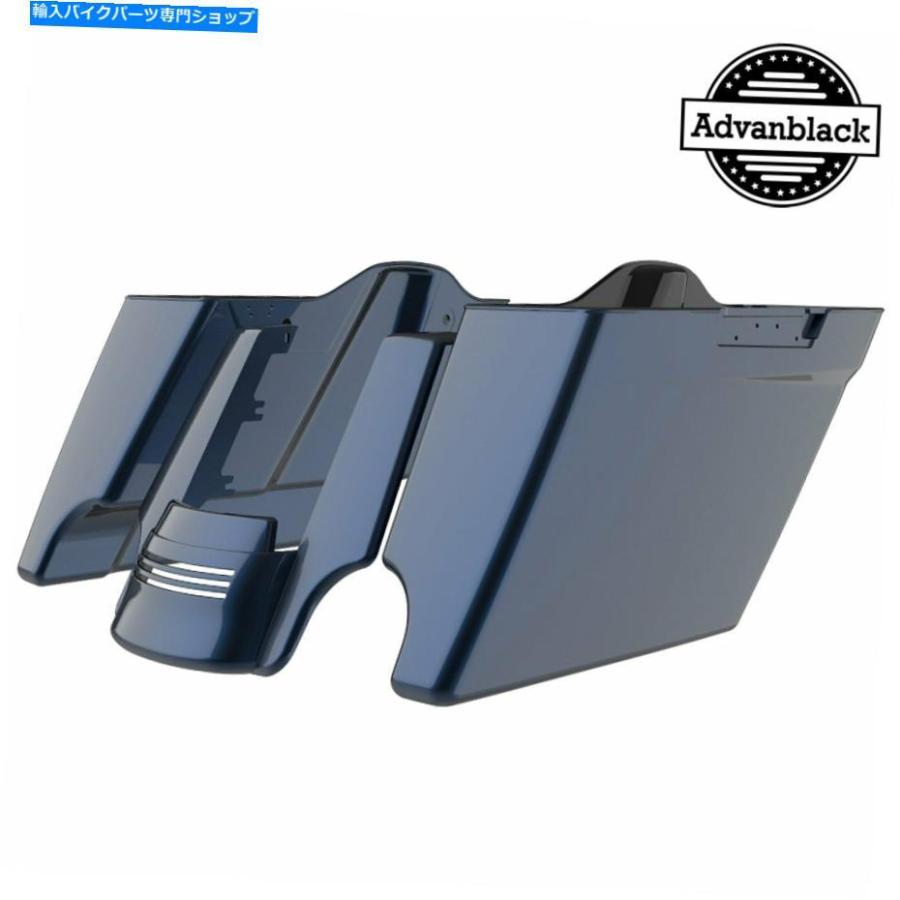 サイドバック Advanblackミッドナイトブルーストレッチサドルバッグバッグリアフェンダーのハーレー2014+ Advanblack Midnight Blue Stretched Saddle