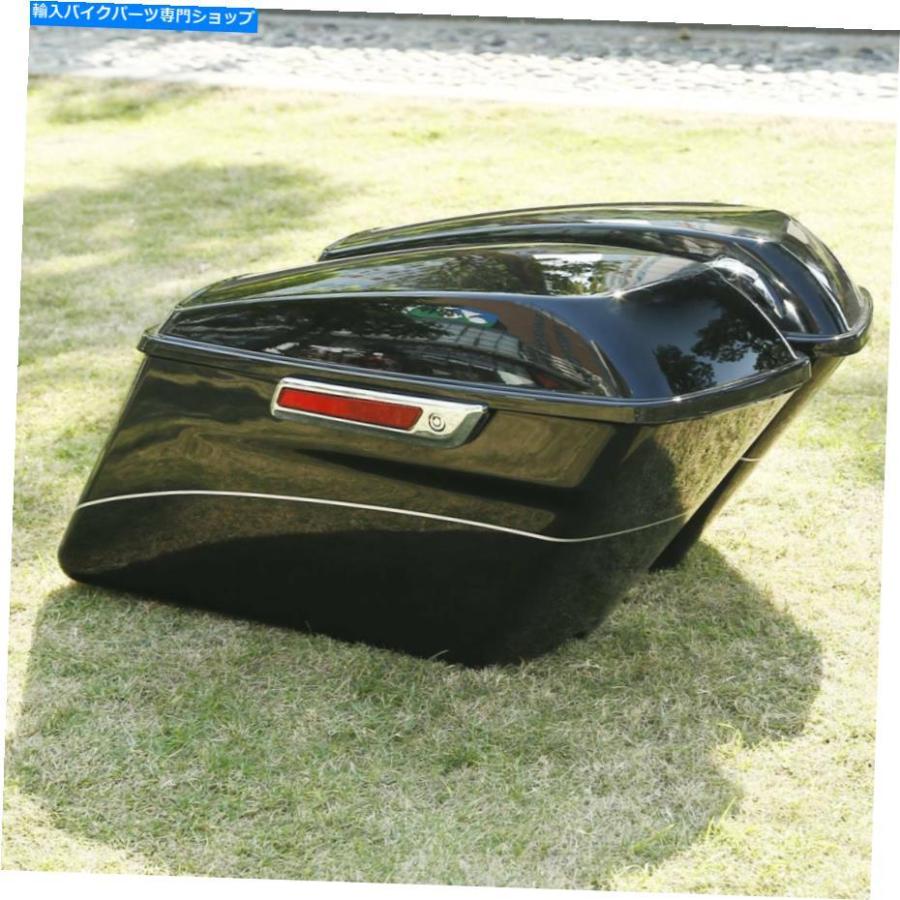 サイドバック 鮮やかな黒のサドルバッグフィットハーレーツーリングElectra Street Glide 2014-2021 Vivid Black Sadddlebag Fit For Harley Touringの画像