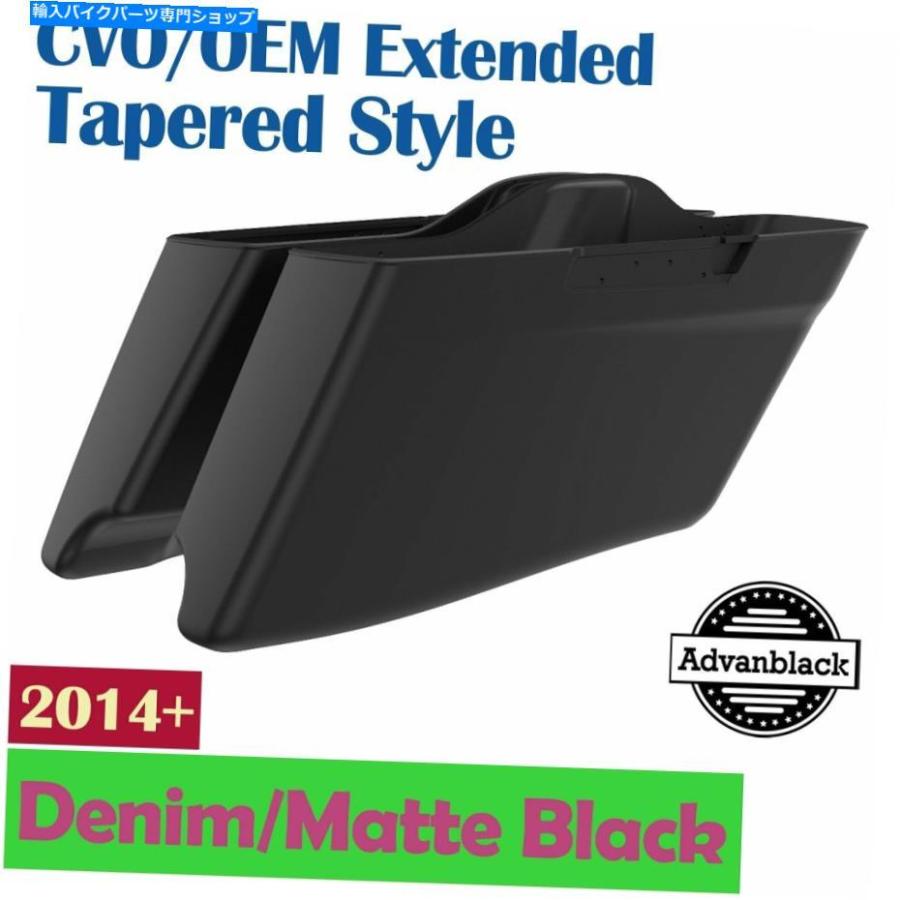 サイドバック デニムブラックCVOテーパーストレッチサドルバッグボトムスライドハーレーツーリング14+ Denim Black CVO Tapered Stretched Saddlebag
