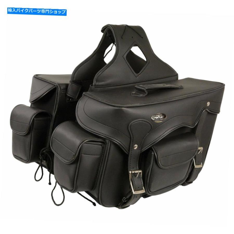 サイドバック ミルウォーキーレザーブラックプレーンプレーンサドルバッグ（12x9x6x17） - SH66602 Milwaukee Leather Black Plain Saddle Bag (12X9X