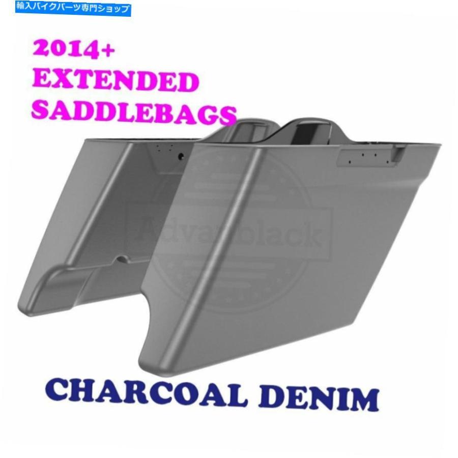 サイドバック 14-20ストリートエレクトラロードグライドのための炭素デニムストレッチサドルバッグ底 Charcoal Denim Stretched Saddlebag Bottom For