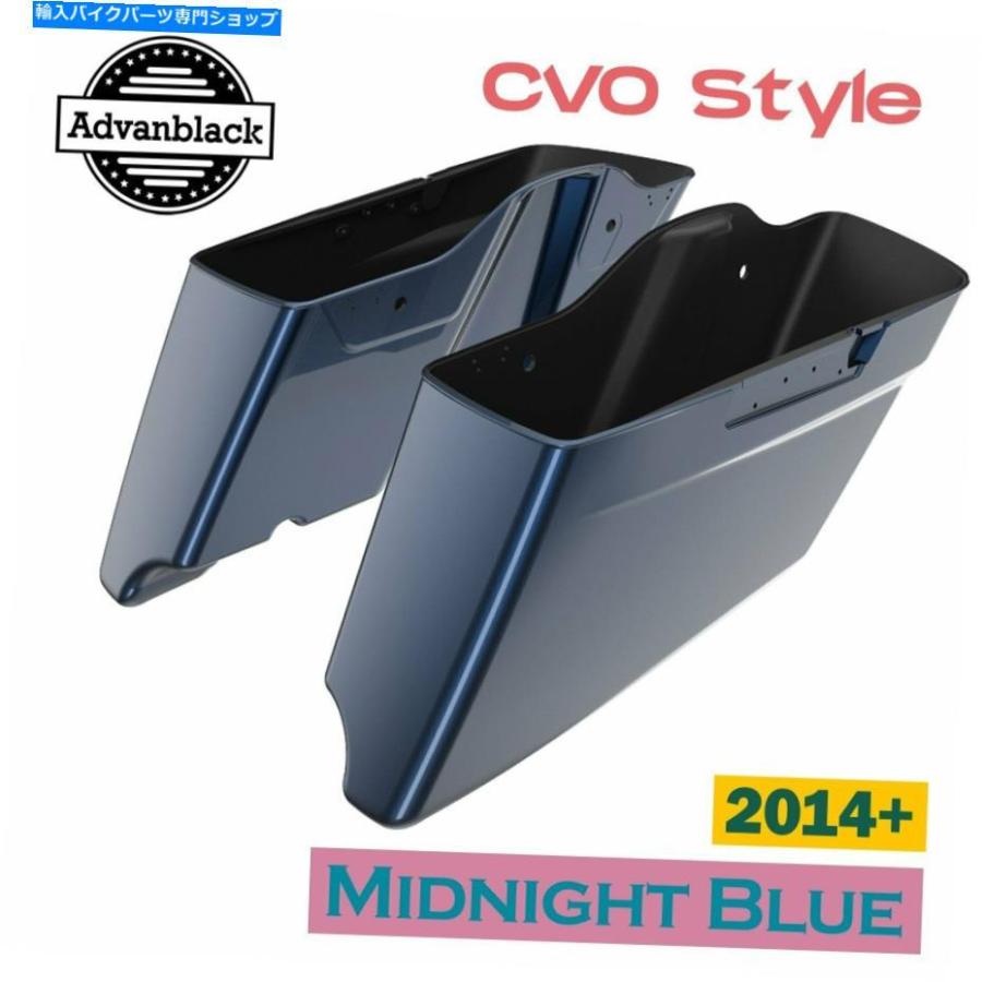 サイドバック ミッドナイトブルーCVOテーパーエクステンデッドストレッチサドルバッグのハーレーツーリング14+ Midnight Blue CVO Tapered Extended S