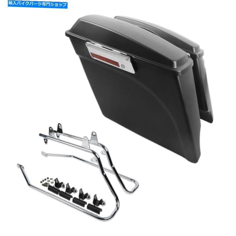 サイドバック Matte 5 \"ハードサドルバッグ＆クローム変換ブラケットフィットハーレーソフト84-17 Matte 5\" Hard Saddlebag \u0026 Chrome Conversion Bracの画像