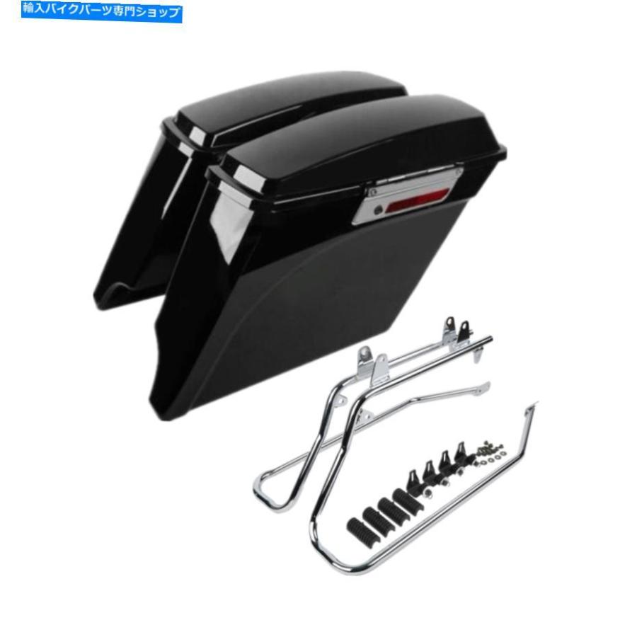 サイドバック 伸縮されたサドルバッグ+コンバージョンブラケットフィットハーレーソフトファットボーイ84-17 Stretched Saddlebags + Conversion Brac