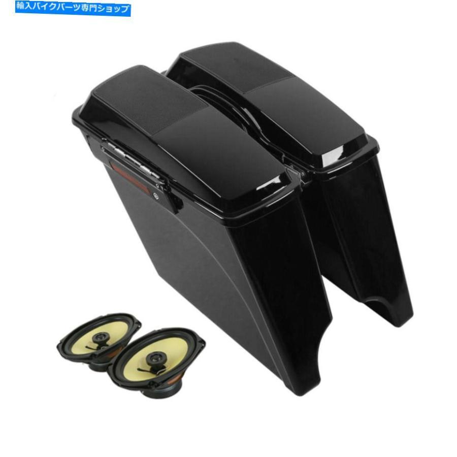 サイドバック ブラック5 \"ストレッチサドルバッグ6x9 ''スピーカーフィットハーレーストリートグライド93-13 12 Black 5\" Stretched Saddlebags 6X9''