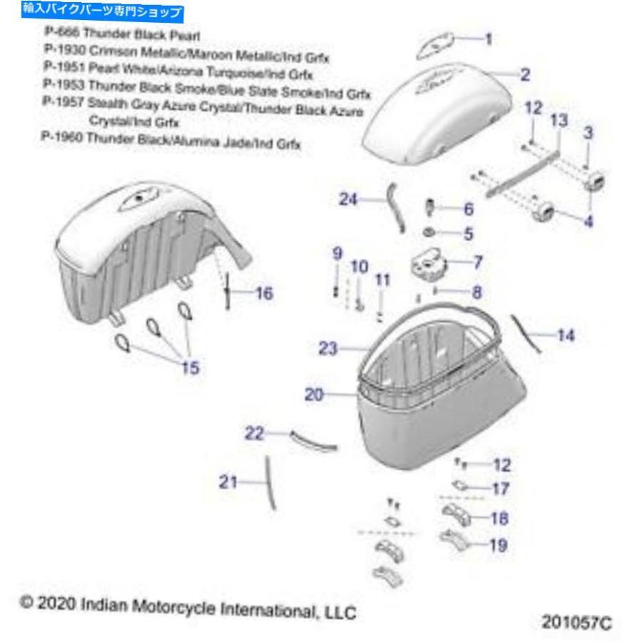 サイドバック インドのオートバイの左サドルバッグふた、本物のOEMパート5450213-666、QTY 1 Indian Motorcycle Left Saddlebag Lid, Genuine OEM Par