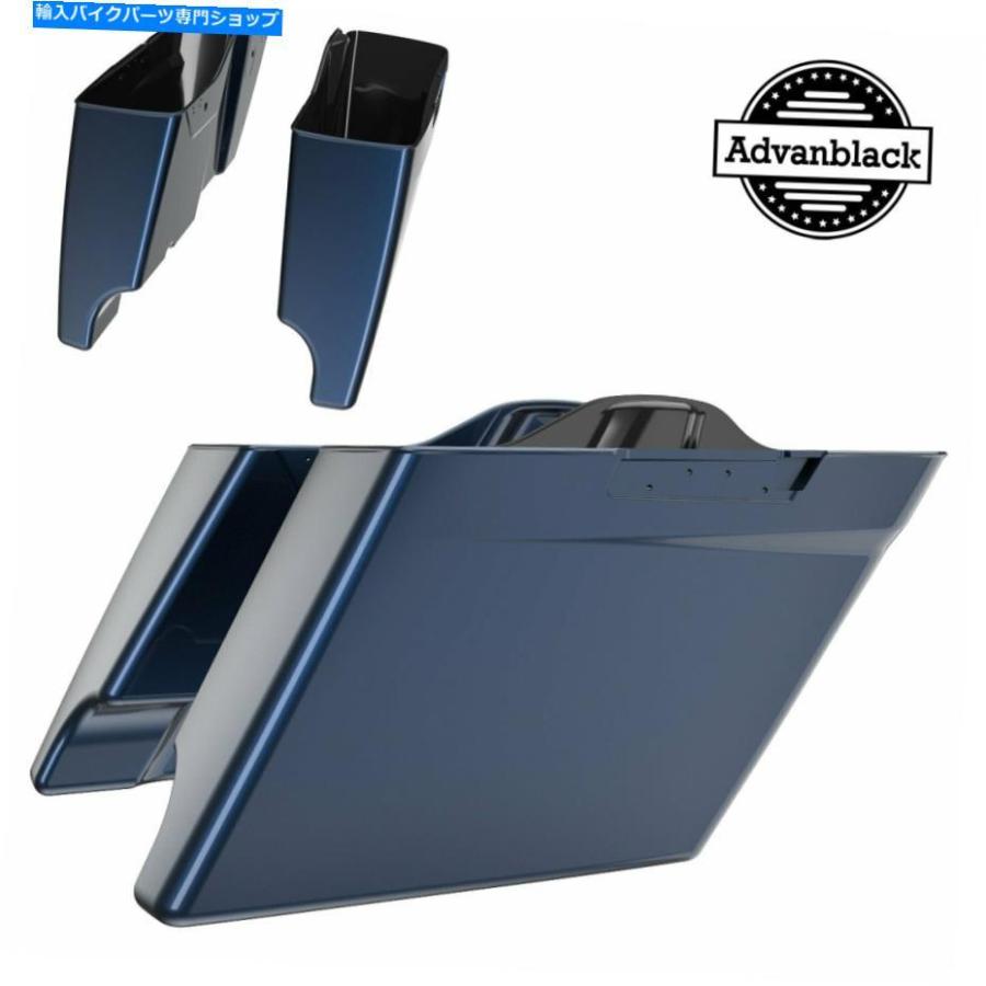 サイドバック 真夜中の青い拡張バッグストレッチサドルバッグフィットハーレーダビッドソンツーリング14+ Midnight Blue Extended Bags Stretched Sad