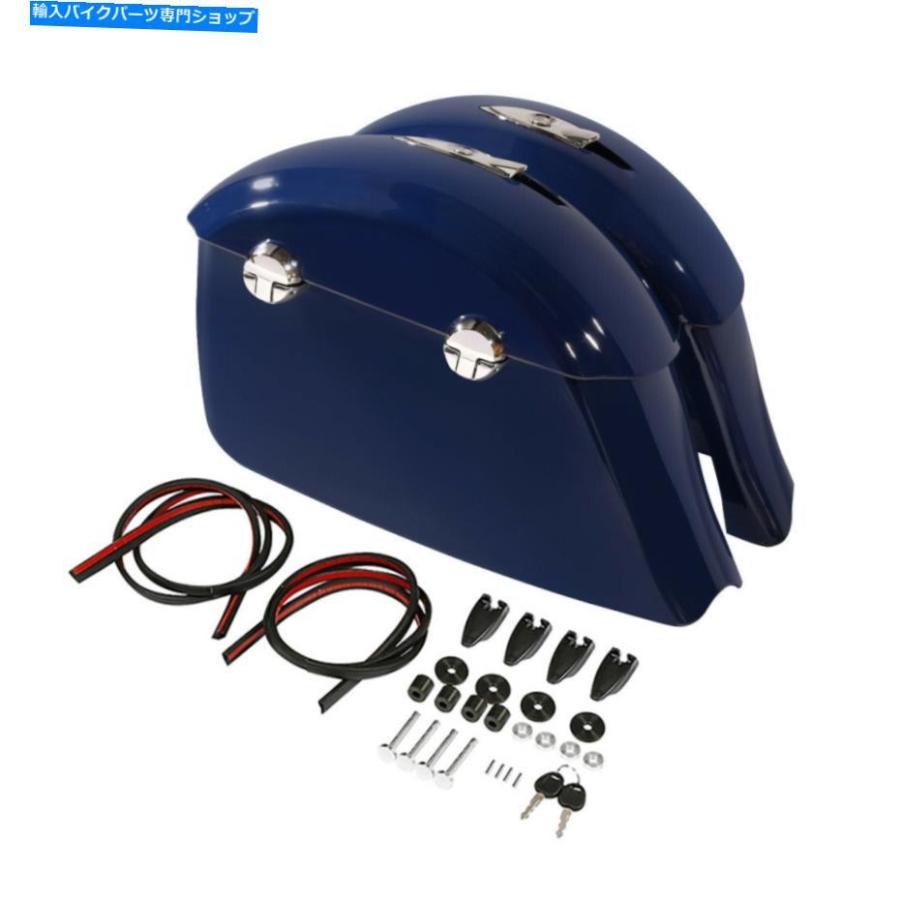 サイドバック バーラットのチーフテインの利益の青っぽいサドル御徒面子w /陰電子ラッチふた16-18 17 Blue Saddlebags W/ Electronic Latch Lid For Indian Chieft 車、バイク、自転車-フレーム