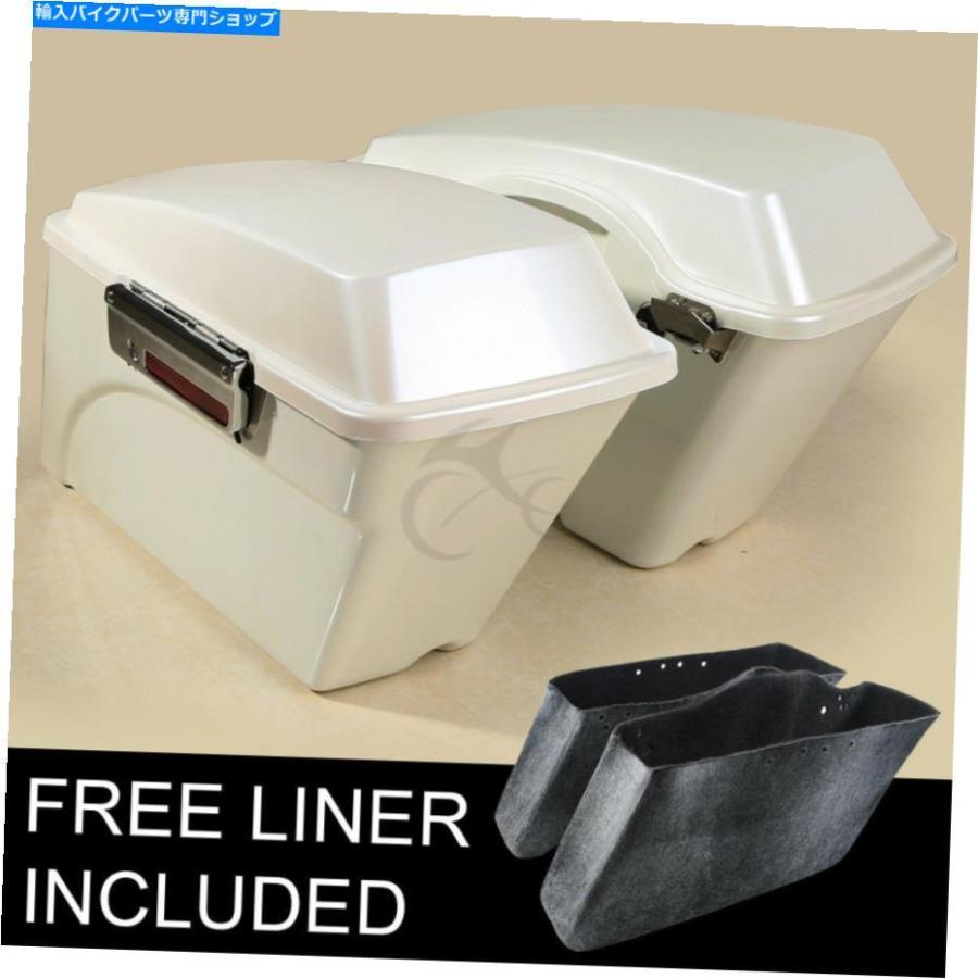 サイドバック ABSホワイトハードサドルバッグフィットフォーハーレーエレクトラストリートグライドロードキング94-13 12 ABS White Hard Saddlebag Fi