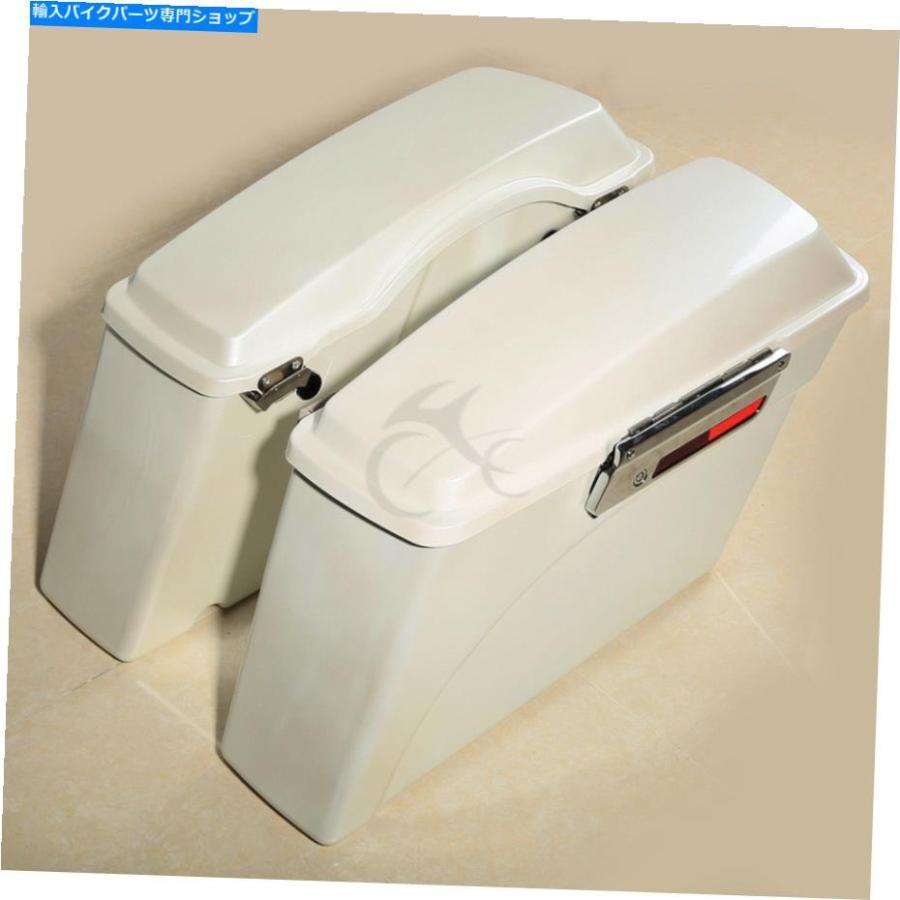 サイドバック ABSホワイトハードサドルバッグフィットフォーハーレーエレクトラストリートグライドロードキング94-13 12 ABS White Hard Saddlebag Fiの画像