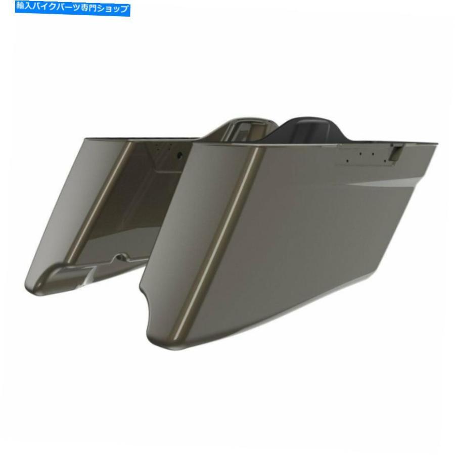 サイドバック ハーレー14+のための川のロックグレーCVOのテーパーストレッチされた拡張されたサドルバッグの蓋 River Rock Gray CVO Tapered Stretche