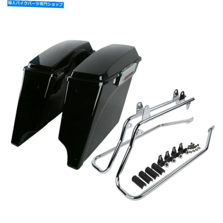 サイドバック サドルバッグ+クローム変換ブラケットフィットハーレーソフトボーイ1986-2013 12 Saddlebag + Chrome Conversion Bracket Fit For Harle