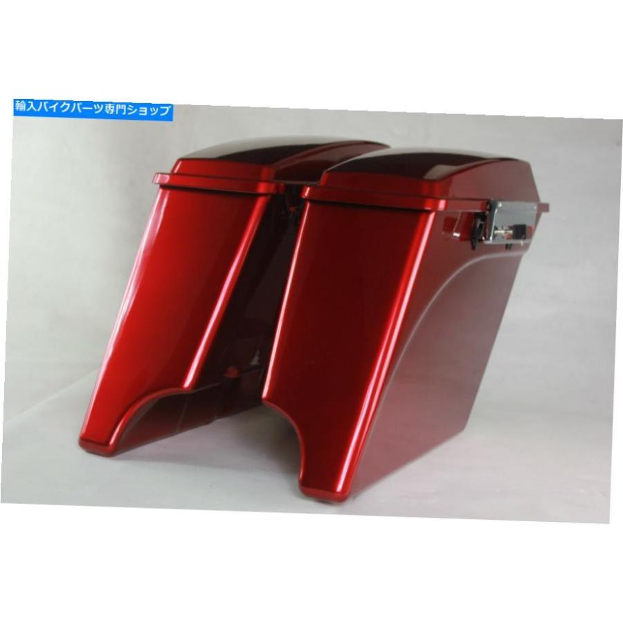 サイドバック 1993-2013 4 \"ハーレー拡張ストレッチサドルバッグEmber Red Sungloカラーラッチ 1993-2013 4\"" Harley Extended Stretched SaddleBags E"