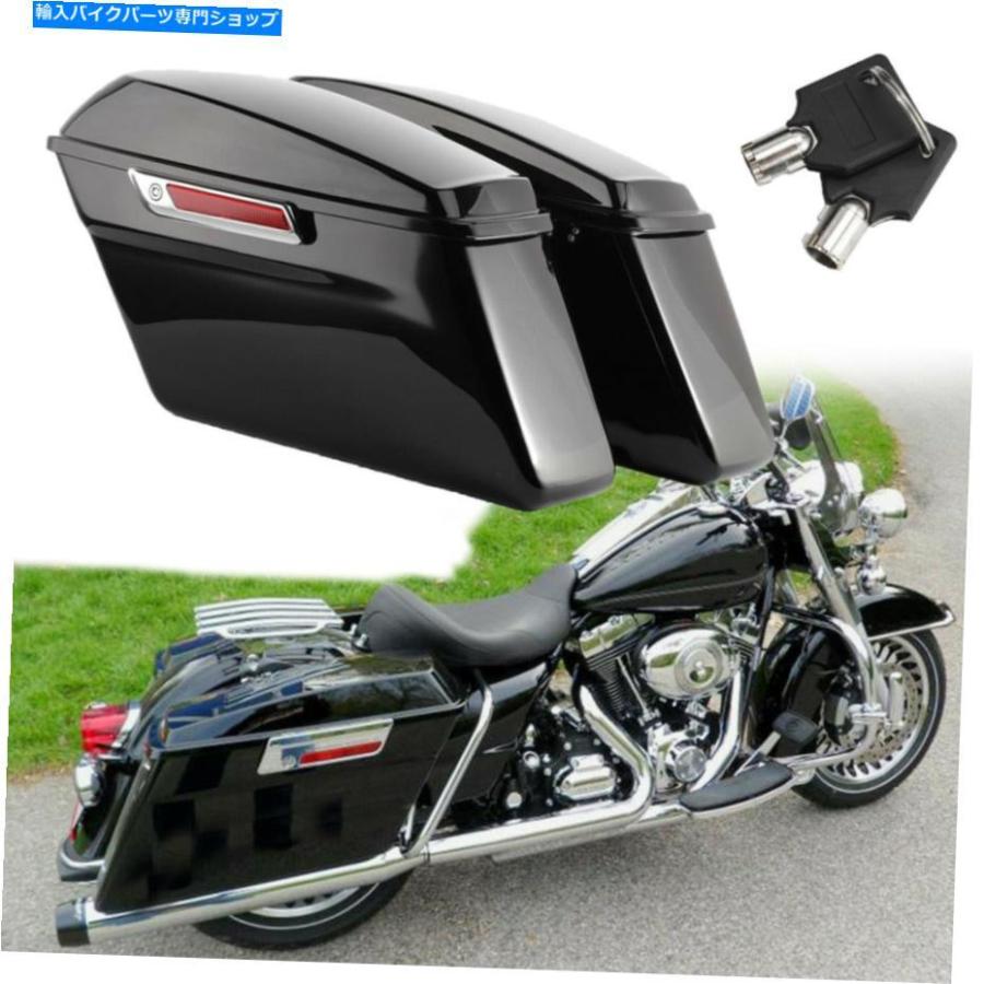 サイドバック Harley Davidson fltrx flhr flhxのための2倍の黒い硬いABSオートバイのサドルバッグフィット 2X Black Hard ABS Motorcycle Saddlebags