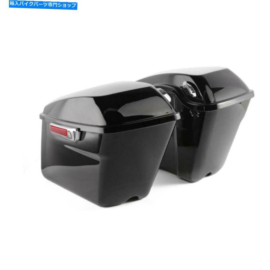 サイドバック Harley Davidson fltrx flhr flhxのための2倍の黒い硬いABSオートバイのサドルバッグフィット 2X Black Hard ABS Motorcycle Saddlebagsの画像