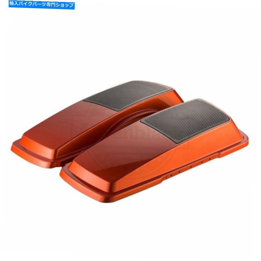 サイドバック AdvanBlackセドナオレンジサドルバッグスピーカーリッドハーリーストリートロードグライド1993-13 AdvanBlack Sedona Orange Saddlebag