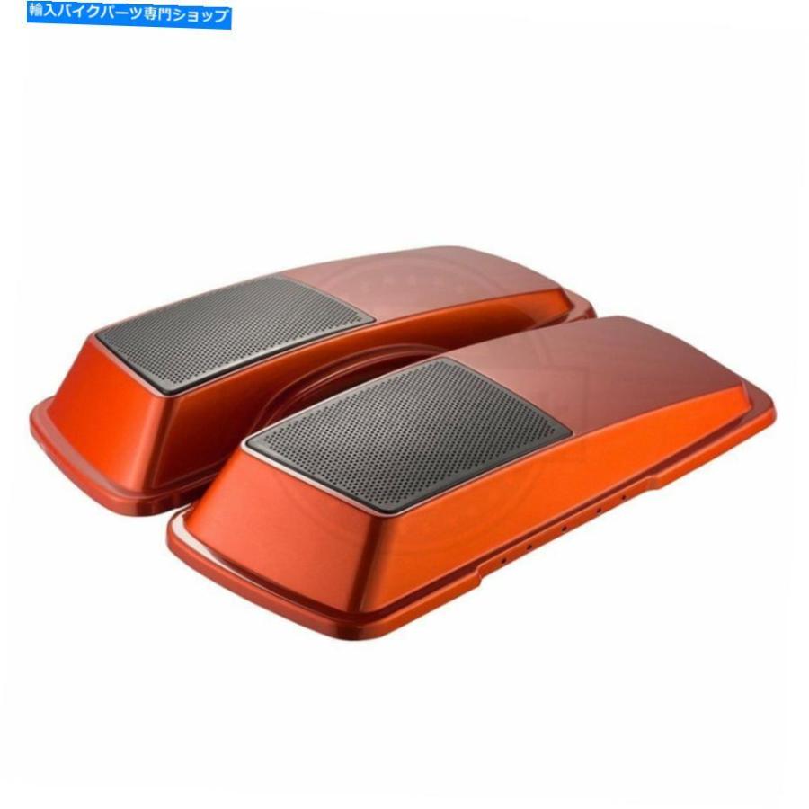 サイドバック AdvanBlackセドナオレンジサドルバッグスピーカーリッドハーリーストリートロードグライド1993-13 AdvanBlack Sedona Orange Saddlebagの画像