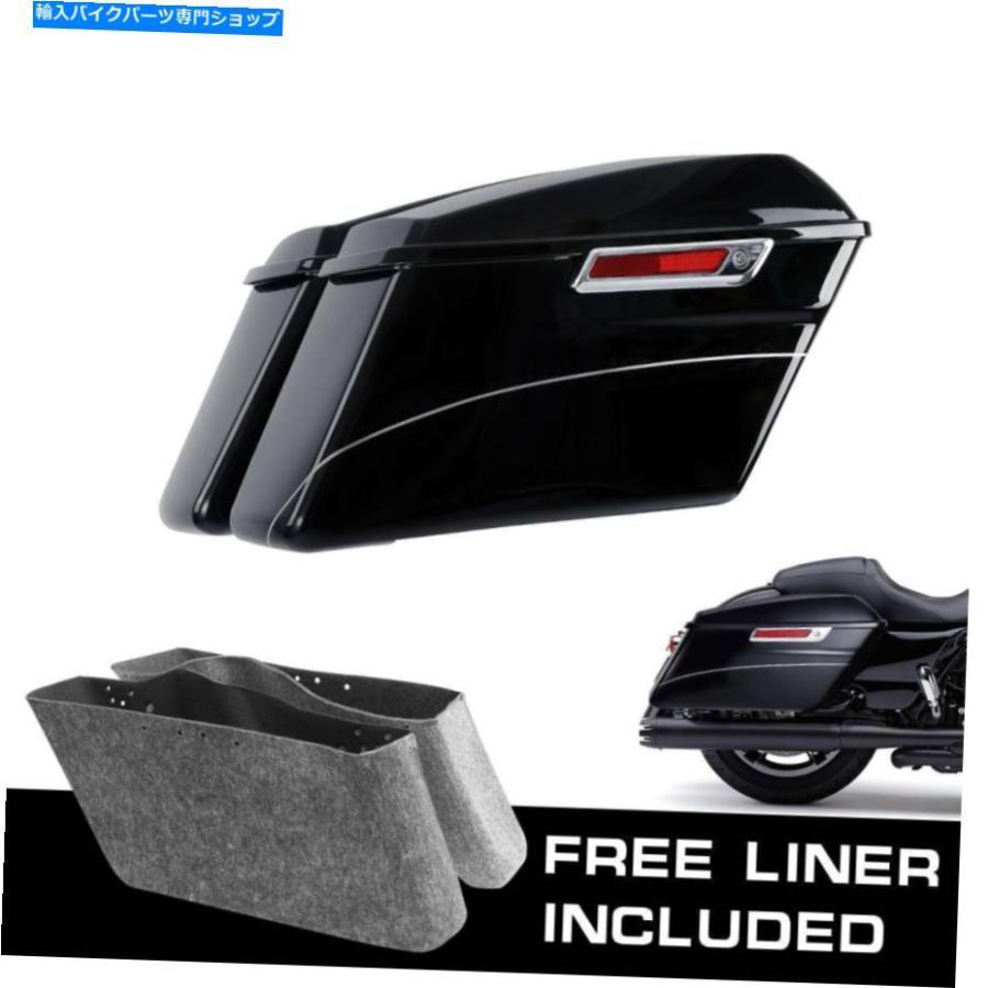 サイドバック ブラックサドルバッグサドルバッグハーレーツーリングロードエレクトラグライド2014-2021 Black Saddlebags Saddle bags Fit For Harley