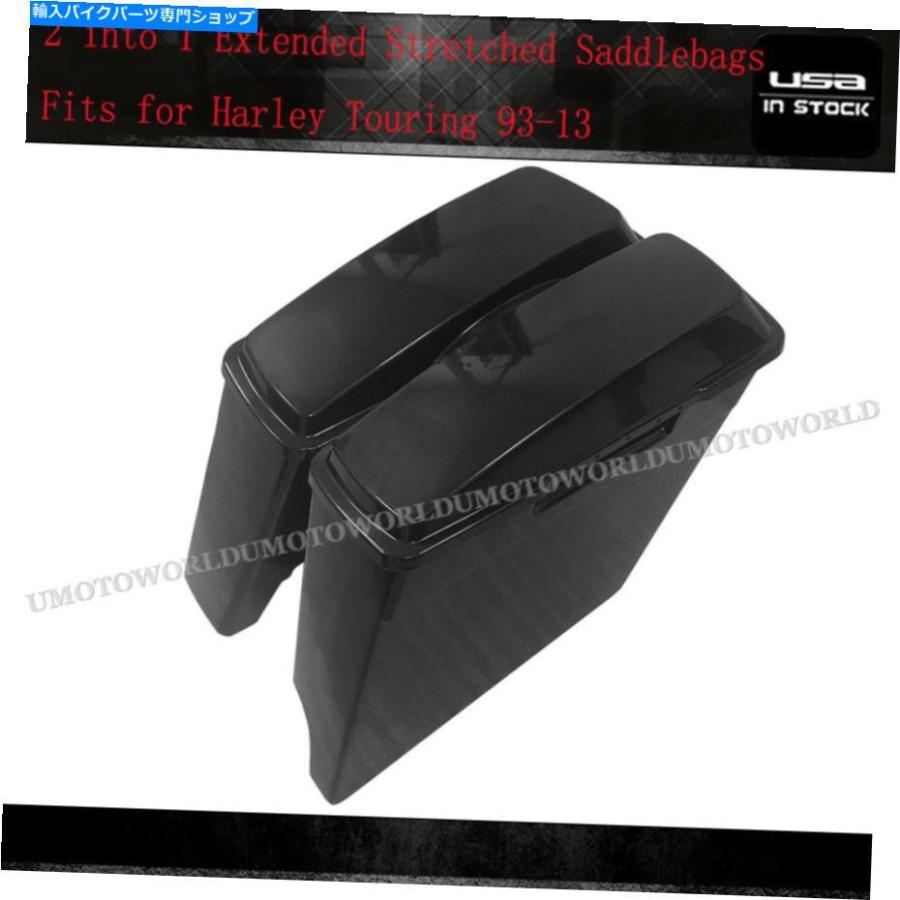 サイドバック 4 \"2インチ1インチ1個の拡張サドルバッグw / harley davidson 1993-2013 4\" 2-into-1 Extended Stretched Saddlebags w/ Lids for Harle
