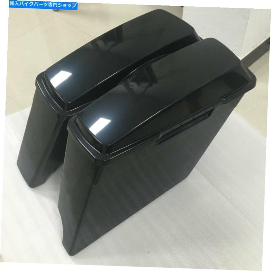 サイドバック 4 \"2インチ1インチ1個の拡張サドルバッグw / harley davidson 1993-2013 4\" 2-into-1 Extended Stretched Saddlebags w/ Lids for Harleの画像