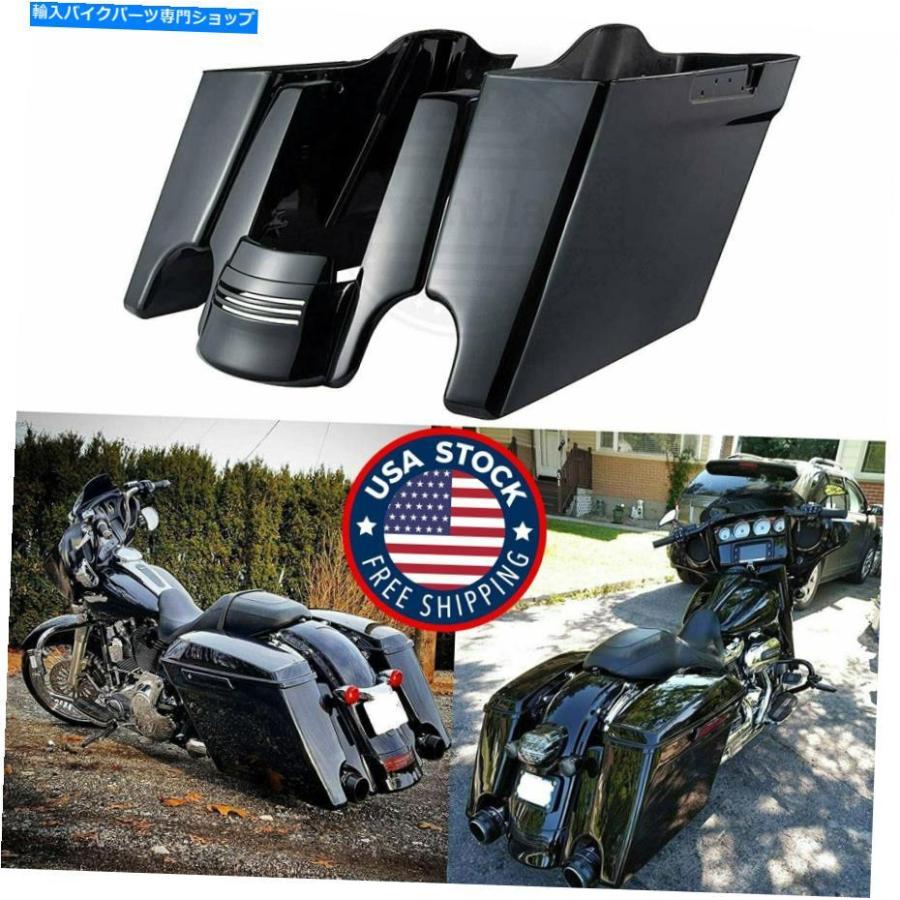 サイドバック 鮮やかな黒の拡張サドルバッグボトム+リアフェンダーエクステンションハーリーツーリング14+ Vivid Black Extended Saddlebag Bottoms+R