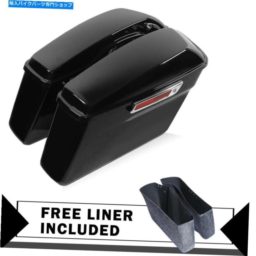 サイドバック サドルバッグw /蓋ラッチキーフィットハーレーウルトラクラシックロードエレクトラグライド14-21 Saddlebag W/Lids Latch Key Fit For H