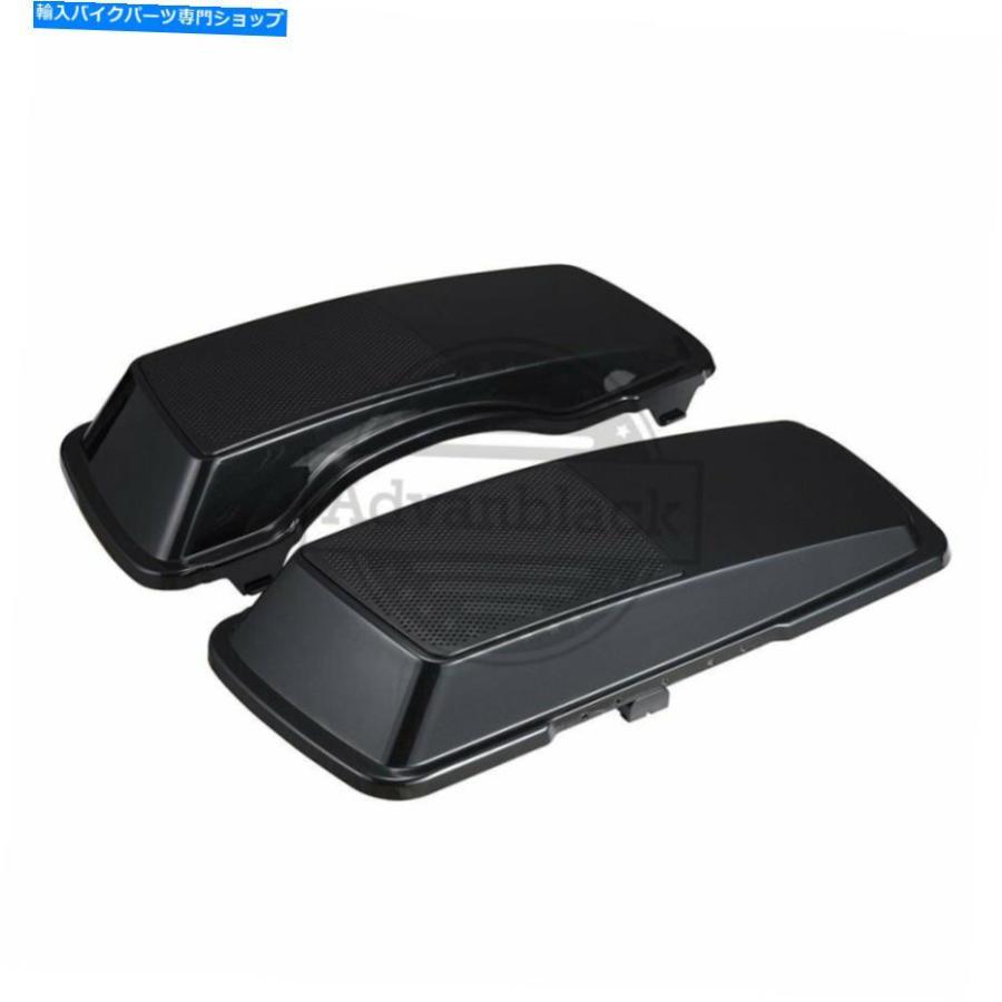 サイドバック ハーレーストリートロードグライド93-13のためのAdvanBlackブラックパールサドルバッグスピーカーふた AdvanBlack Black Pearl Saddlebaの画像