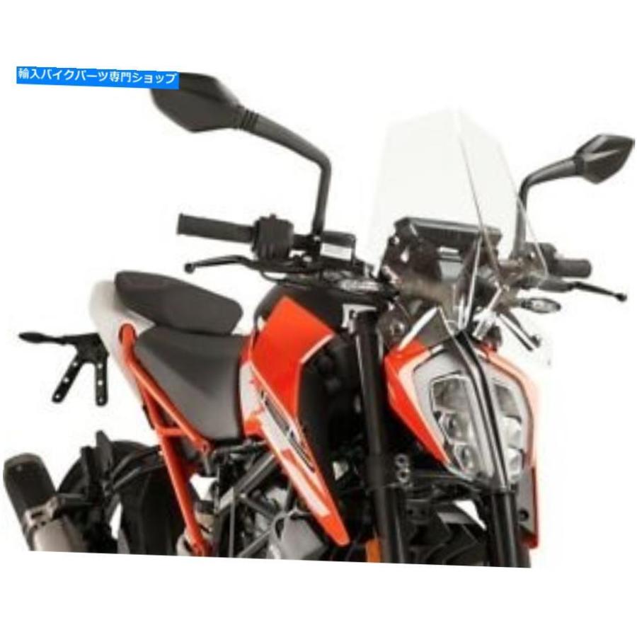 Windshield ピング裸の運動競技のフロントウィンドスクリーンクリア＃9514W KTM 390公爵2017-2018 Puig Naked Sport Windscreen Clear #9514W KTM 車、バイク、自転車-スクリーン-外装パーツ