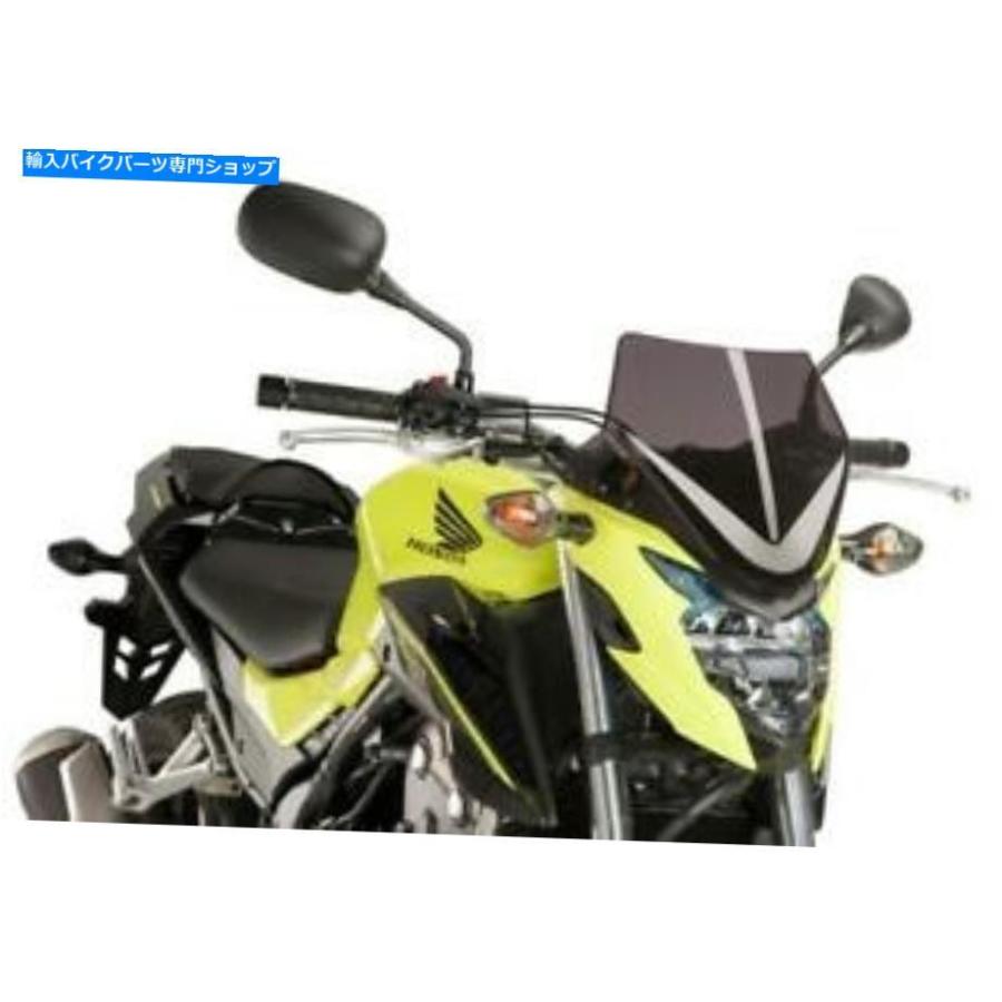 Windshield ピュギ裸の耳あたらしい時人のフロントガラスダークスモークスポーツ9462F. PUIG Naked New Generation Windshield Dark Smoke Sport 9462F 外装パーツ-車、バイク、自転車