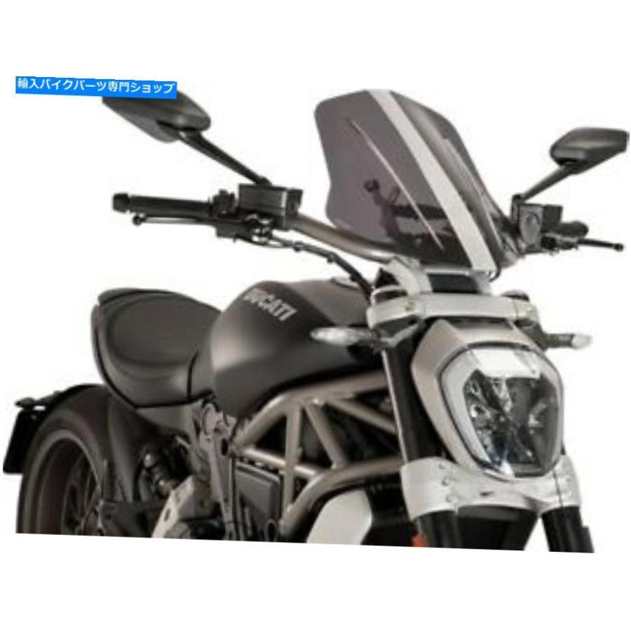 Windshield ピング裸のツーリングフロントウィンドスクリーンライトスモークドゥカティXdiavel / Xdiavel S 2016-2018 Puig Naked Touring Windscreen