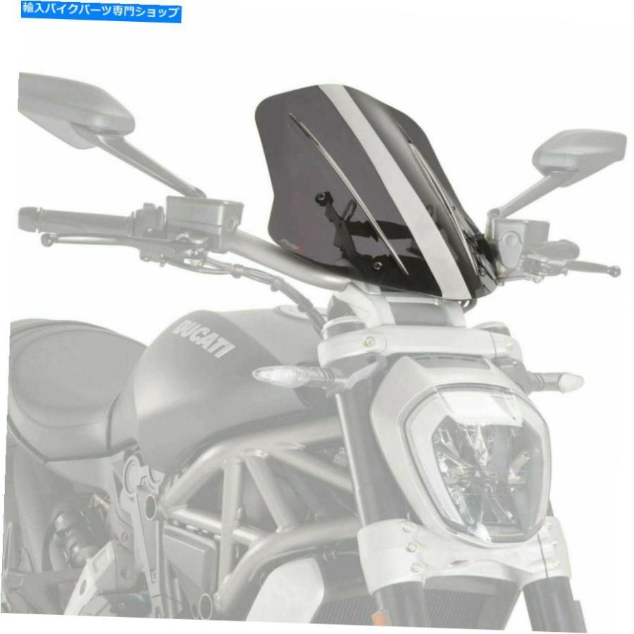 Windshield パイグフロントガラススクリーンライトスモークツーリングドゥカティX Diavel 16 - 18裸M8922H PUIG WINDSHIELD SCREEN LIGHT SMOKE TOURI