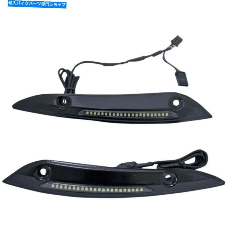 Windshield カスタムダイナミクスブラックウインドシールドLEDトリムターンシグナルハーレー15-20 FLTR Custom Dynamics Black Windshield LED Trim T 車、バイク、自転車-バイク