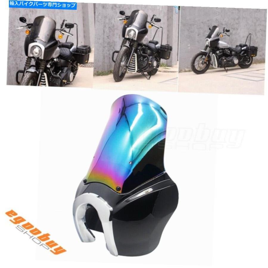 Windshield 黒いこと/イリジウムヘッドライトフェアリングFXST Street Bob FXBB 2018 + Black / Iridium Headlight Fairing For Harley Softail FXST 車、バイク、自転車-外装パーツ