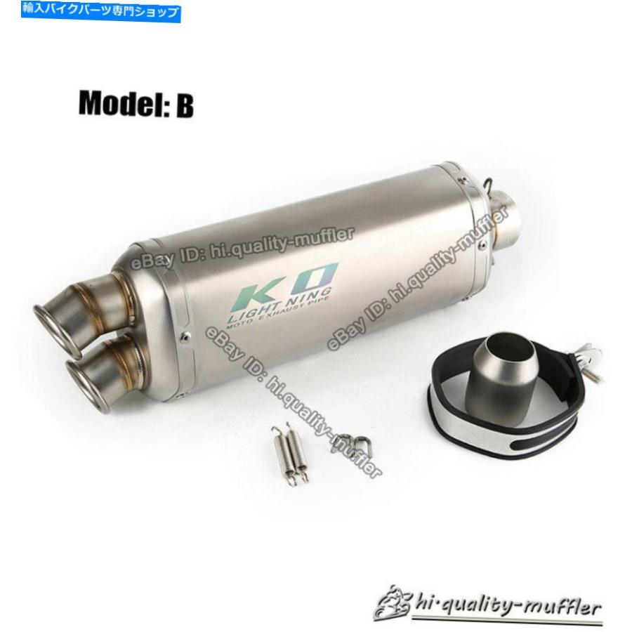 マフラー 38-51mmユニバーサルオートバイの排気マフラーパイプステンレス鋼の二重コンセント 38-51MM Universal Motorcycle Exhaust Muffler Pipe Staの画像