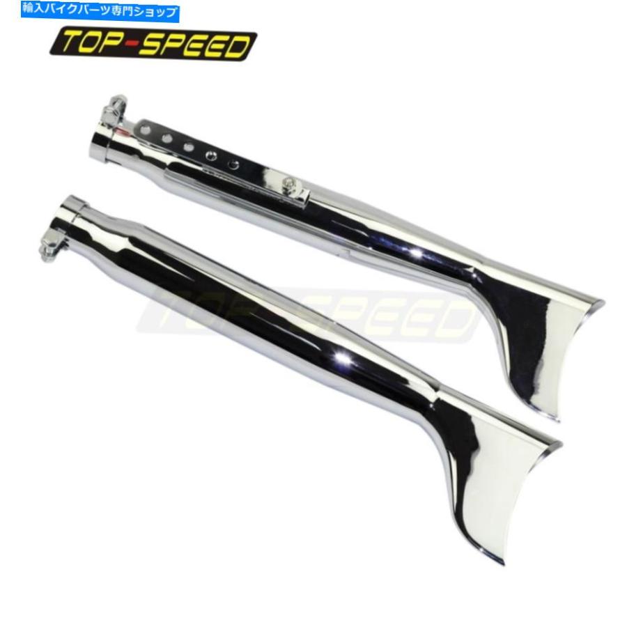 マフラー ハーレーオートバイのペアのための排気パイプ亜鉛メッキ鉄マフラーフィッシュテールクロム Exhaust Pipes Galvanized Iron Muffler Fishtail_1