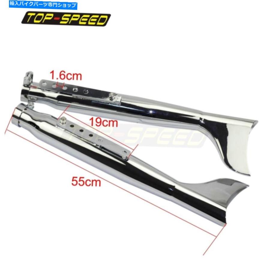 マフラー ハーレーオートバイのペアのための排気パイプ亜鉛メッキ鉄マフラーフィッシュテールクロム Exhaust Pipes Galvanized Iron Muffler Fishtail_2