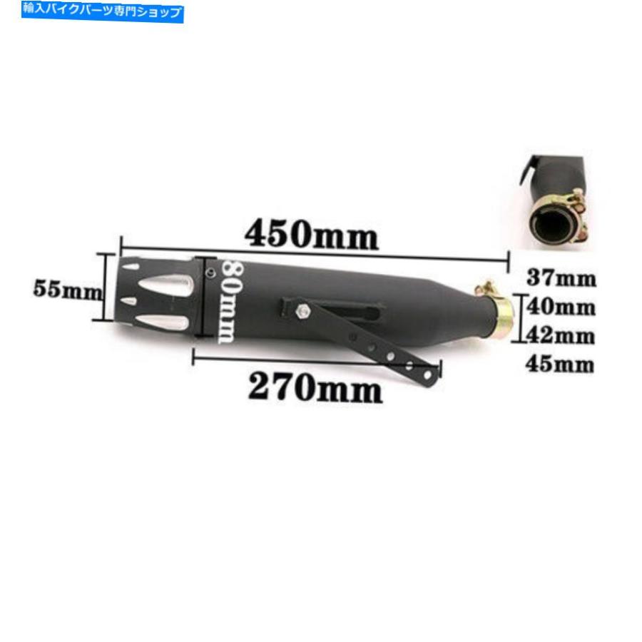 マフラー ブラック37mm 40mm 42mmメガホンスリップオンマフラー排気パイプ用ハーレー Black 37mm 40mm 42mm 45mm Megaphone Slip-On Mufflers Exhaustの画像