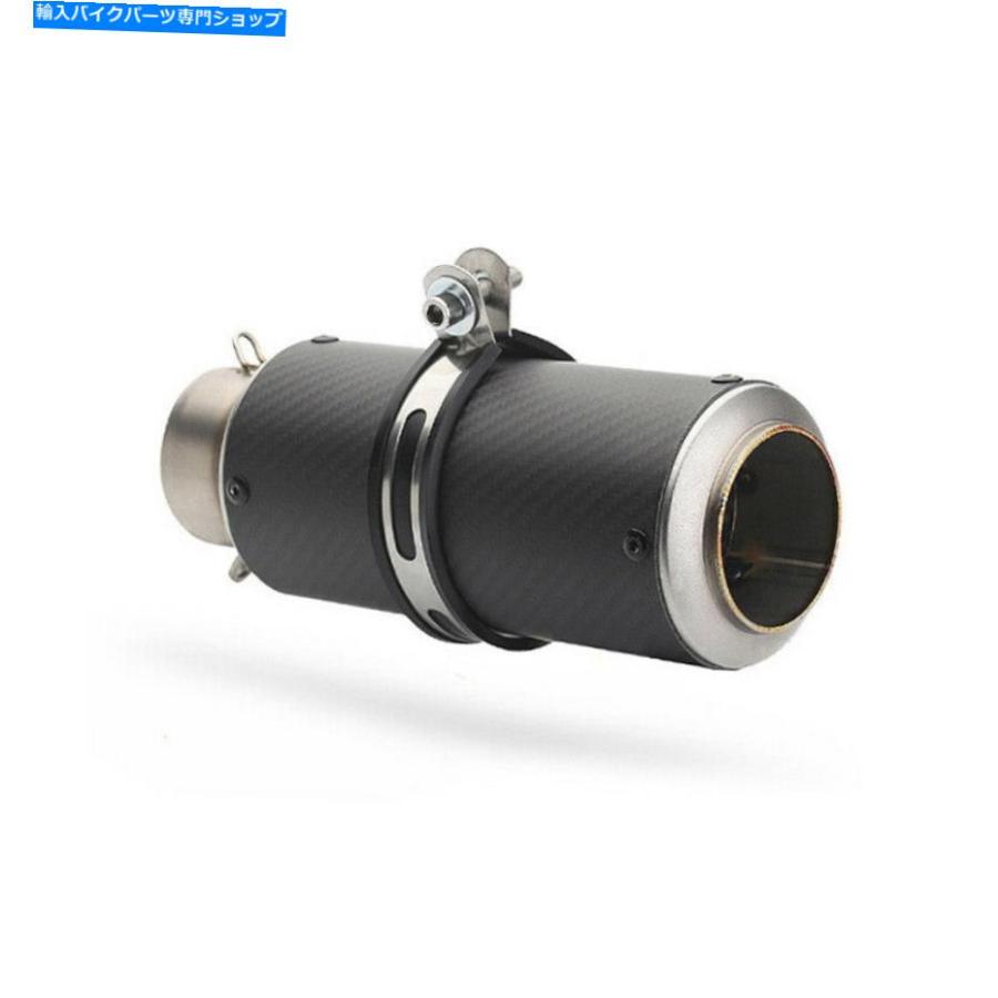 マフラー 61mmユニバーサルオートバイの排気マフラーパイプカーボンファイバーステンレス鋼1pc 61MM Universal Motorcycle Exhaust Muffler Pipe Carbの画像