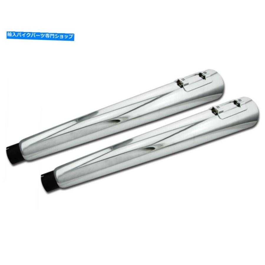 マフラー 4.5 \"Chrome Megaphone Mufflers S Jetエンドキャップのハーレーツーリングロードグライド 4.5\" Chrome Megaphone Mufflers S Jet End Capsの画像