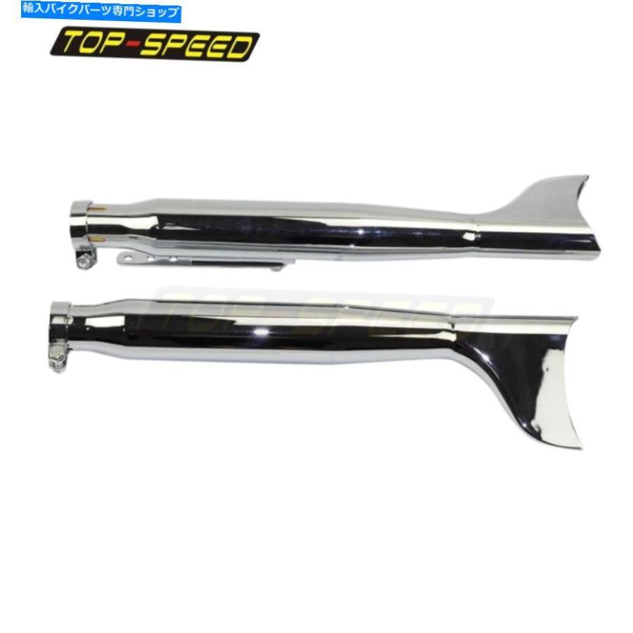 サイレンサー Harley Sportsterのためのペア550mmパイプスリップオンフィッシュテールマフラー排気サイレンサー Pair 550mm Pipes Slip-On Fishtail M