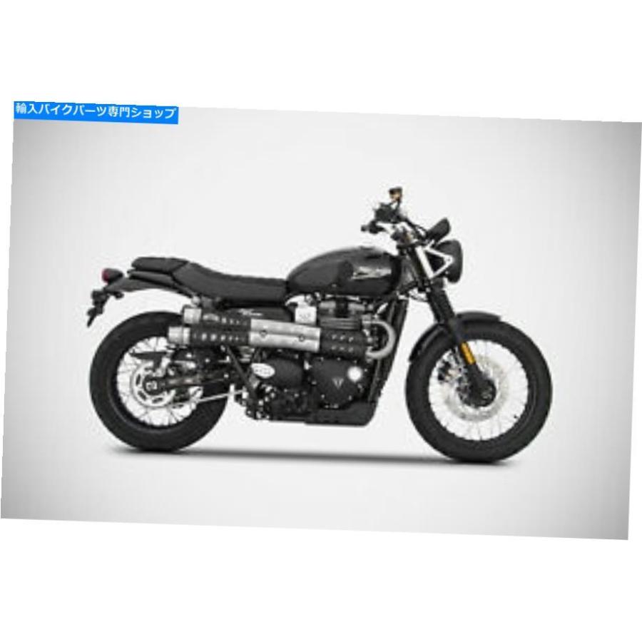 サイレンサー 勝ちとるストリートスクランブラZard排気ガスデュアルスリッポンサイレンサーブラックヒートシールド Triumph Street Scrambler Zard Exhaust Du マフラー-バイク-車、バイク、自転車