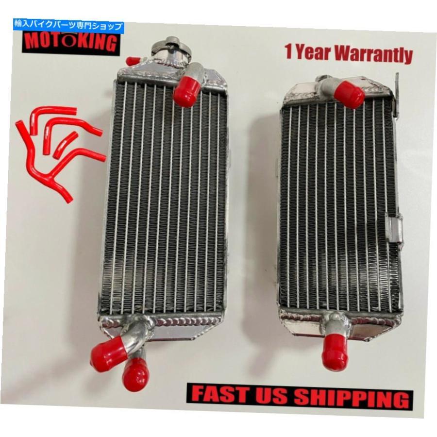 radiators 洗練されたアルミニウムラジエーター＆シリコーンレッドホースフィットホンダCRF450R 2013 2014冷却 Polished Aluminum Radiator\u0026Silicone