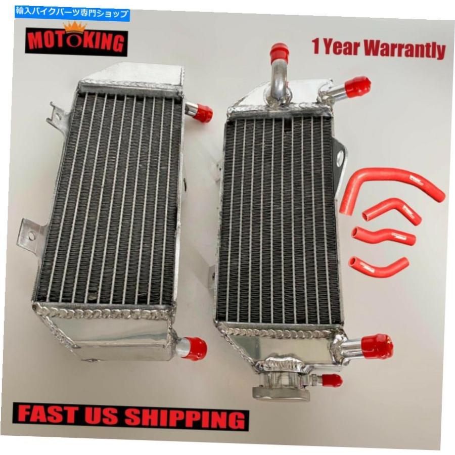 radiators 洗練されたアルミニウムラジエーター＆レッドホース用ホンダCRF250R CRF250 2010-2013 2011年2012年 Polished Aluminum Radiator\u0026Red Hose