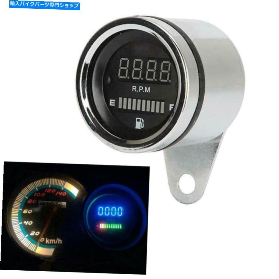 クロームパーツ 12V LEDデジタルタコメーターの燃料ゲージChrome for