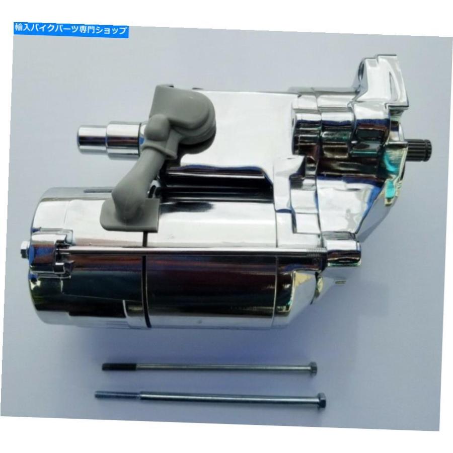 クロームパーツ 高トルククロム1.7KWアングルポストスターター89-06ハーレーW /ソレノイドスタートボタン High Torque Chrome 1.7KW Angle Post Start