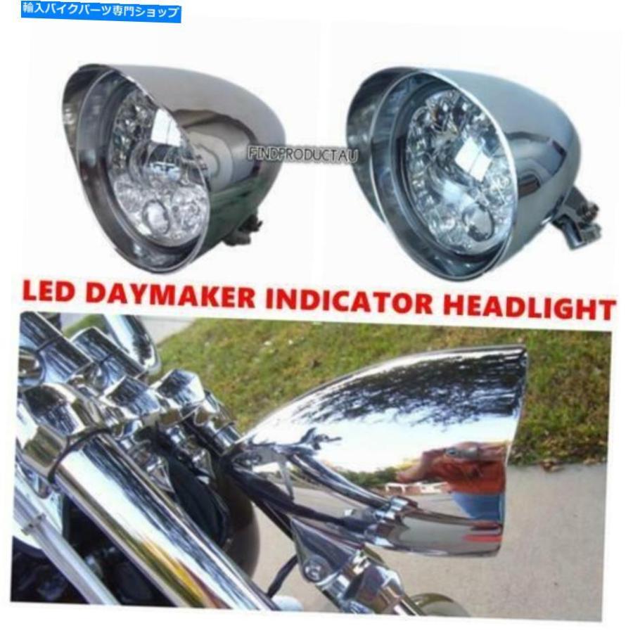 クロームパーツ 5.75 \"Chrome Ledインジケーターデイメーカーヘッドライトハーレイスプリンガーフラストヘリテージ 5.75\"" Chrome LED indicator dayma"