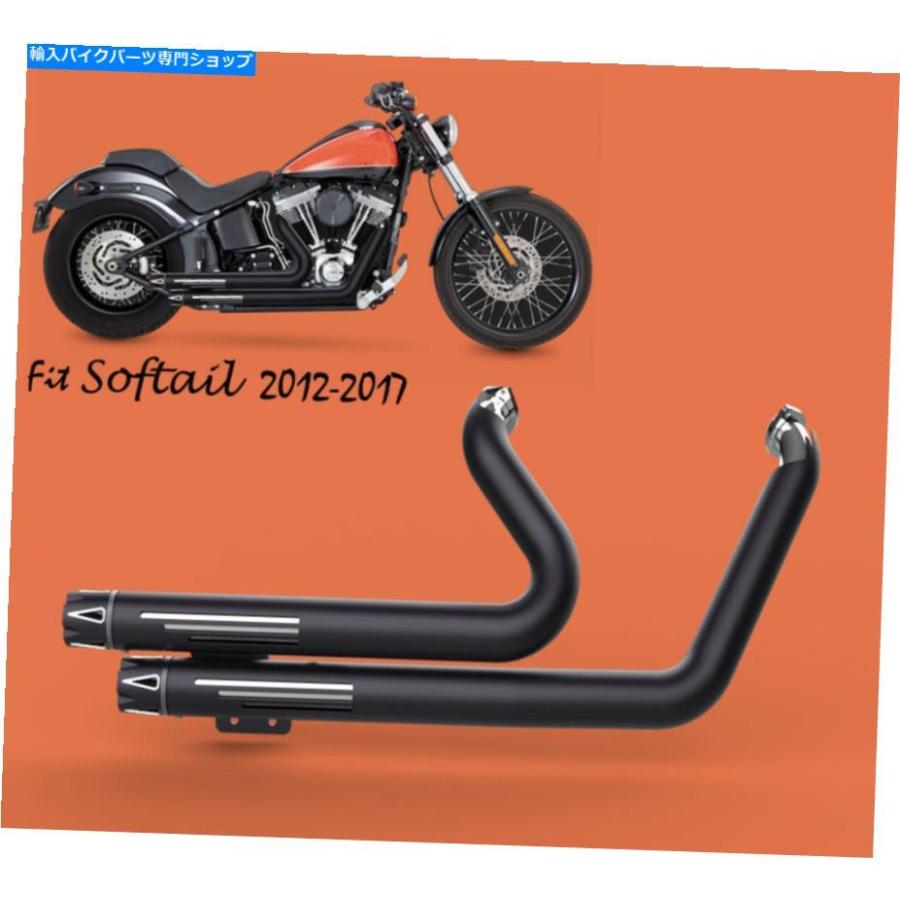 クロームパーツ Harley Susfail 2012-2017 Slim Flsフルエキゾーストブラック1 Fit for Harley Softail 2012-2017 Slim FLS full Exhaust Black1
