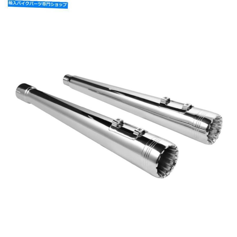 クロームパーツ Chromeメガホンが排気パイプの滑り止めスリップハーレーストリートグライド17-21 Chrome Megaphone Tappered Slip On Exhaust Pipe Fi